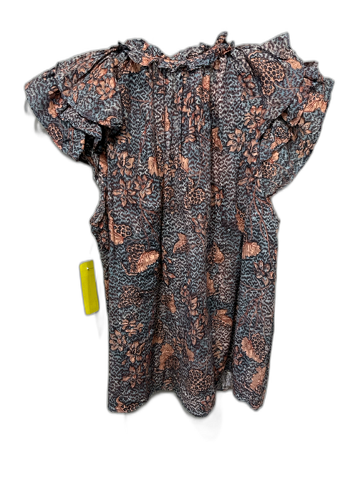 Ulla Johnson Size Est S Orange, Blue & Brown Missing Fabric Tag Floral Top Orange, Blue & Brown / Est S