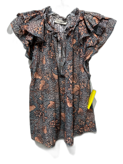 Ulla Johnson Size Est S Orange, Blue & Brown Missing Fabric Tag Floral Top Orange, Blue & Brown / Est S