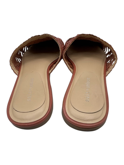 Salt + Umber Shoe Size 9 Clay Pink Leather Upper Woven Round Almond Toe Mules Clay Pink / 9