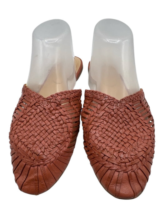 Salt + Umber Shoe Size 9 Clay Pink Leather Upper Woven Round Almond Toe Mules Clay Pink / 9