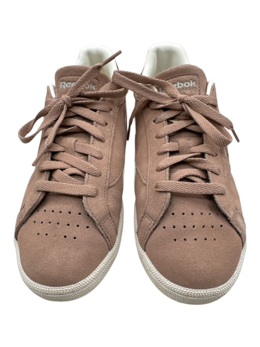 Reebok Shoe Size 9.5 Beige Pink & White Leather Upper Suede Perforated Sneakers Beige Pink & White / 9.5