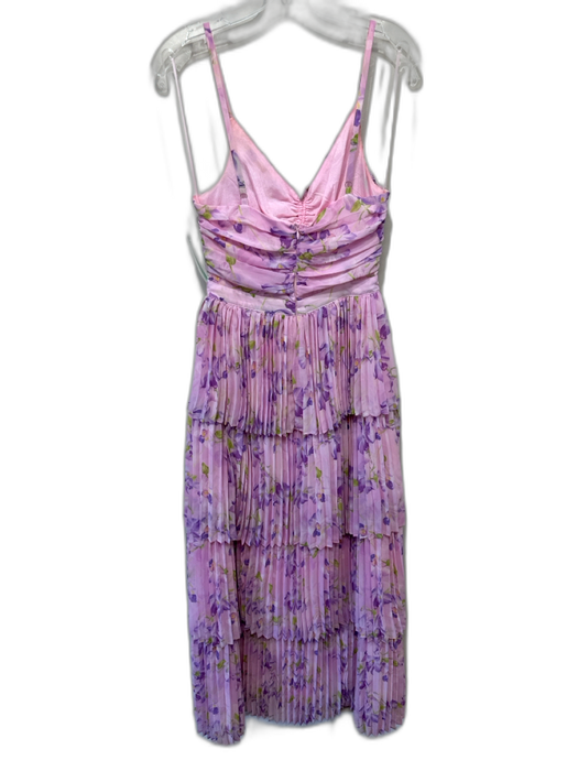 ASTR The Label Size S Pink, Purple, Green Polyester Pleated Floral Print Dress Pink, Purple, Green / S