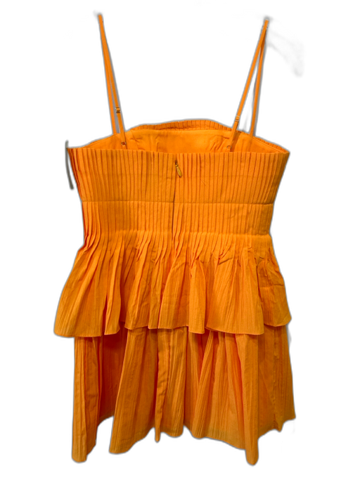Acler Size 6 Orange Polyester Spaghetti Strap Pleated Tiered Mini Dress Orange / 6