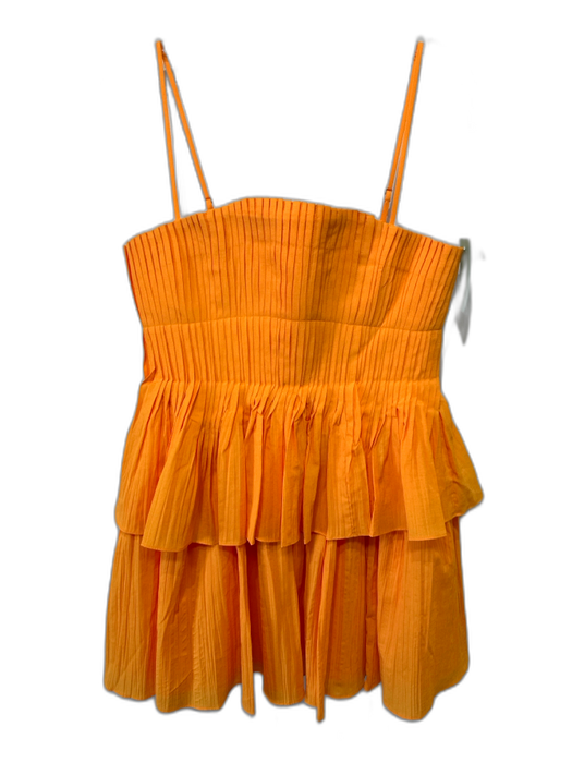 Acler Size 6 Orange Polyester Spaghetti Strap Pleated Tiered Mini Dress Orange / 6