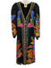 Farm Rio Size Small Black, Green, Blue Viscose Long Sleeve Abstract Print Dress Black, Green, Blue / Small