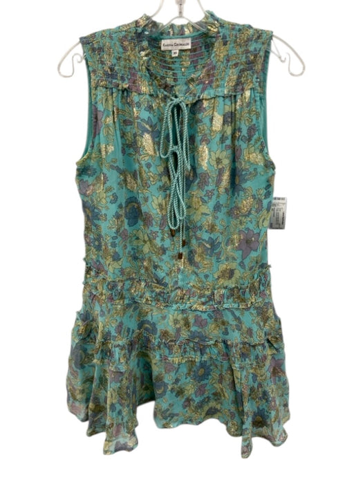 Karina Grimaldi Size XS Blue, Green, Purple Viscose Sleeveless Floral Dress Blue, Green, Purple / XS