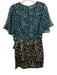 Misa Size Small Blue, Brown, Black Polyester Short Sleeve Mixed Floral Dress Blue, Brown, Black / Small