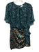 Misa Size Small Blue, Brown, Black Polyester Short Sleeve Mixed Floral Dress Blue, Brown, Black / Small