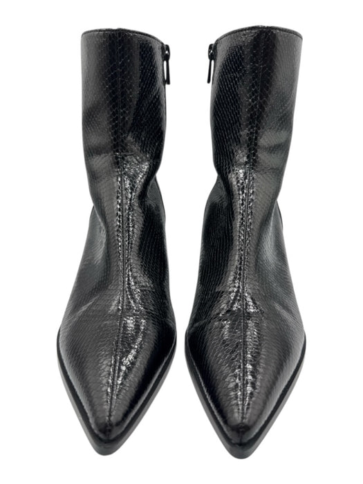 Zara Shoe Size 40 Black Manmade Material Pointed Toe Snake Skin Print Boots Black / 40