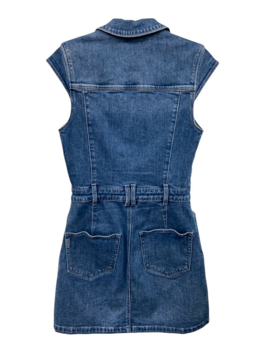 Paige Size 4 Blue Cotton Blend Button Front Cap Sleeve Denim Mini Dress Blue / 4