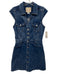 Paige Size 4 Blue Cotton Blend Button Front Cap Sleeve Denim Mini Dress Blue / 4