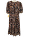 Ulla Johnson Size 4 Navy Multi Cotton Blend Floral V Neck Puff Sleeve Dress Navy Multi / 4