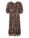 Ulla Johnson Size 4 Navy Multi Cotton Blend Floral V Neck Puff Sleeve Dress Navy Multi / 4