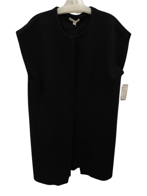 Ann Mashburn Size S Black Merino Wool Tie Belt Sleeveless Open Front Cardigan Black / S