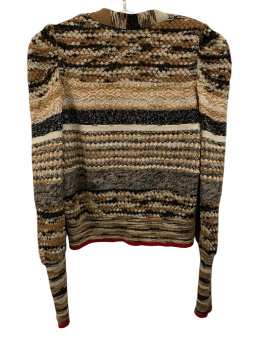 Veronica Beard Size S Brown, Tan & Multi Poly Blend V Neck Button Front Cardigan Brown, Tan & Multi / S