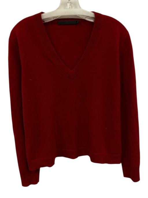 Jenni Kayne Size S Red Cashmere V Neck Long Sleeve Ribbed edges Sweater Red / S
