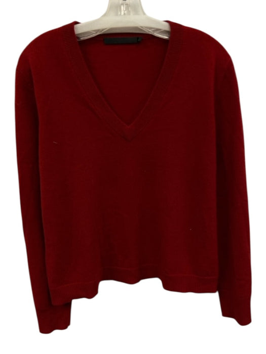 Jenni Kayne Size S Red Cashmere V Neck Long Sleeve Ribbed edges Sweater Red / S