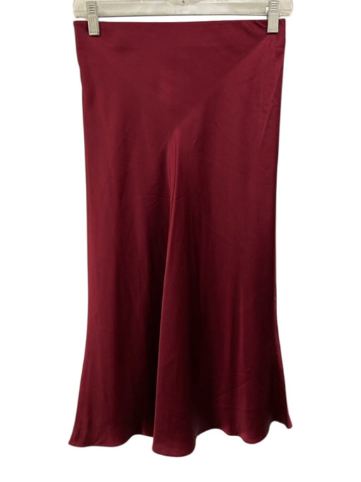 Quince Size S Red Silk Satin Elastic Waist Midi Skirt Red / S