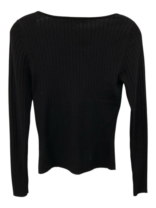 Jenni Kayne Size S Black Viscose Blend Wide Neck Long Sleeve Ribbed Top Black / S