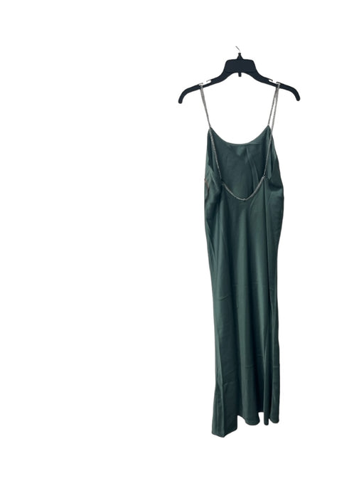 Ba&sh Size S Green Polyester Satin Chain Strap Low Back Midi Dress Green / S