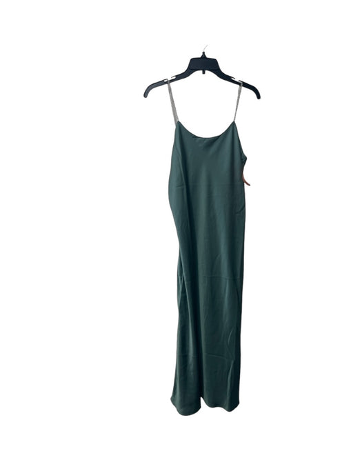 Ba&sh Size S Green Polyester Satin Chain Strap Low Back Midi Dress Green / S
