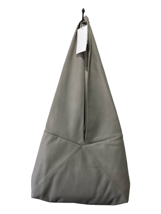 Closed Gray Grained Leather Double V Tie Shoulder Hobo Bag Gray / L