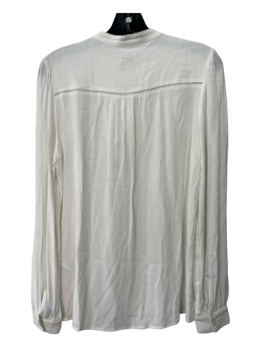 Closed Size XS White Viscose Button Down Collarless Long Sleeve Semi-Sheer Top White / XS