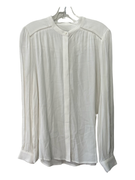 Closed Size S White Viscose Button Down Collarless Long Sleeve Semi-Sheer Top White / S