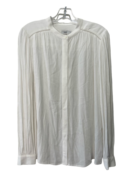 Closed Size M White Viscose Button Down Collarless Long Sleeve Semi-Sheer Top White / M