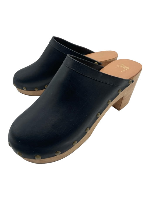 Beek Shoe Size 10 Black & Beige Leather round toe Wood Sole Stud Detail Clogs Black & Beige / 10