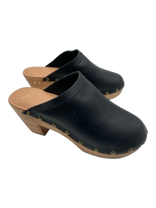 Beek Shoe Size 9 Black & Beige Leather round toe Wood Sole Stud Detail Clogs Black & Beige / 9