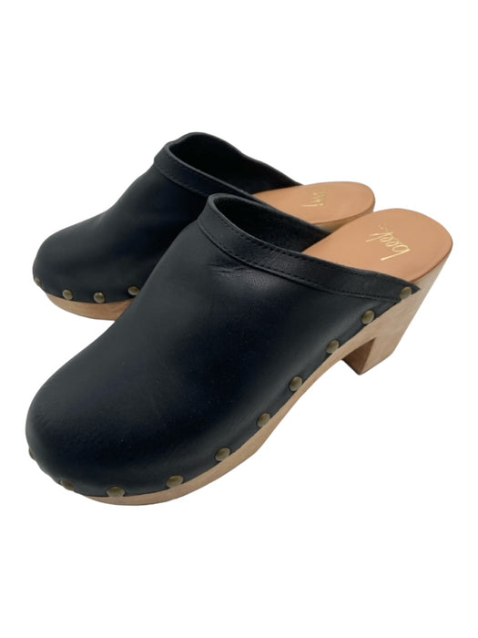 Beek Shoe Size 9 Black & Beige Leather round toe Wood Sole Stud Detail Clogs Black & Beige / 9