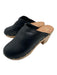 Beek Shoe Size 9 Black & Beige Leather round toe Wood Sole Stud Detail Clogs Black & Beige / 9