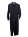 Stateside Size M Black Cotton Collar Zip Front Long Sleeve Straight Leg Jumpsuit Black / M