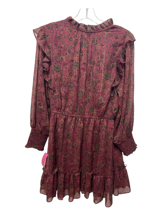 Sugarlips Size L Maroon Black Beige Polyester Paisley Ruffle Neckline Dress Maroon Black Beige / L