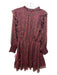 Sugarlips Size L Maroon Black Beige Polyester Paisley Ruffle Neckline Dress Maroon Black Beige / L