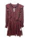 Sugarlips Size L Maroon Black Beige Polyester Paisley Ruffle Neckline Dress Maroon Black Beige / L