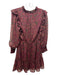 Sugarlips Size S Maroon Black Beige Polyester Paisley Ruffle Neckline Dress Maroon Black Beige / S