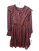 Sugarlips Size S Maroon Black Beige Polyester Paisley Ruffle Neckline Dress Maroon Black Beige / S