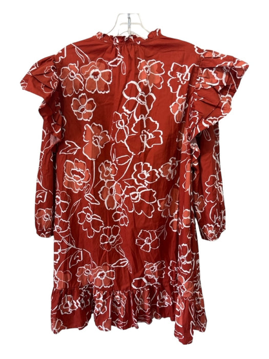 Sugarlips Size XL Orange & White Cotton Abstract Floral Button Front Dress Orange & White / XL