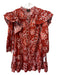 Sugarlips Size XL Orange & White Cotton Abstract Floral Button Front Dress Orange & White / XL