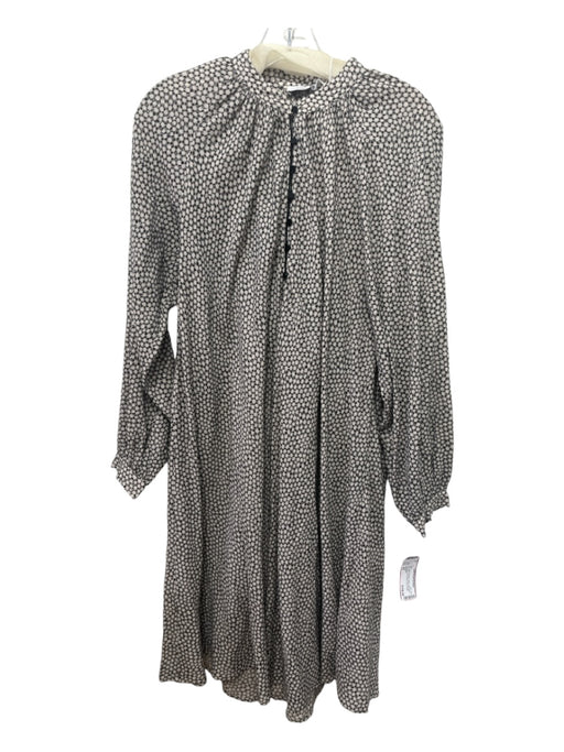 Closed Size XS Black & White Cotton Geometric 1/4 Button Long Sleeve Dress Black & White / XS