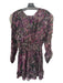 Cleobella Size M Black Purple Green Viscose Floral Paisley V Neck Ruffle Dress Black Purple Green / M