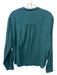 Pomandere Size S Green Cotton Blend 1/4 Button Gauze Long Sleeve Curved Hem Top Green / S