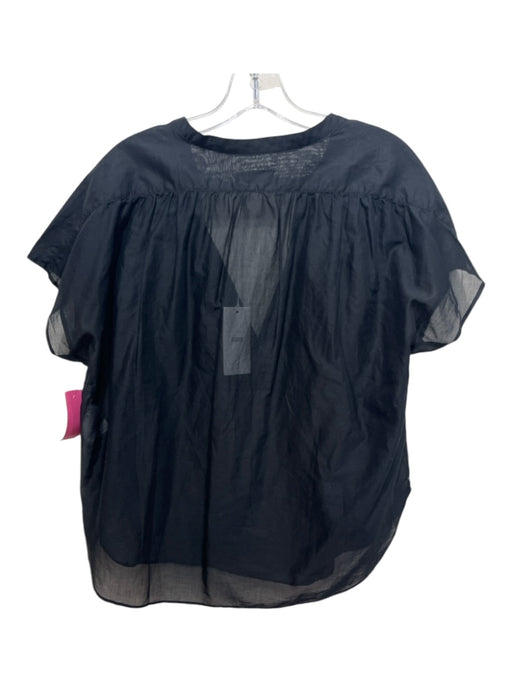 Closed Size XXS Black Cotton Sheer Cap Sleeve V Neck Top Black / XXS