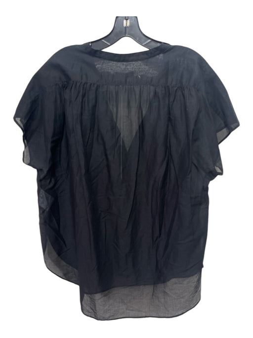 Closed Size XS Black Cotton Sheer Cap Sleeve V Neck Top Black / XS