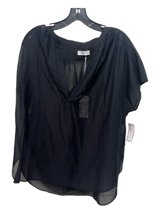 Closed Size XS Black Cotton Sheer Cap Sleeve V Neck Top Black / XS