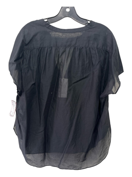 Closed Size XS Black Cotton Sheer Cap Sleeve V Neck Top Black / XS