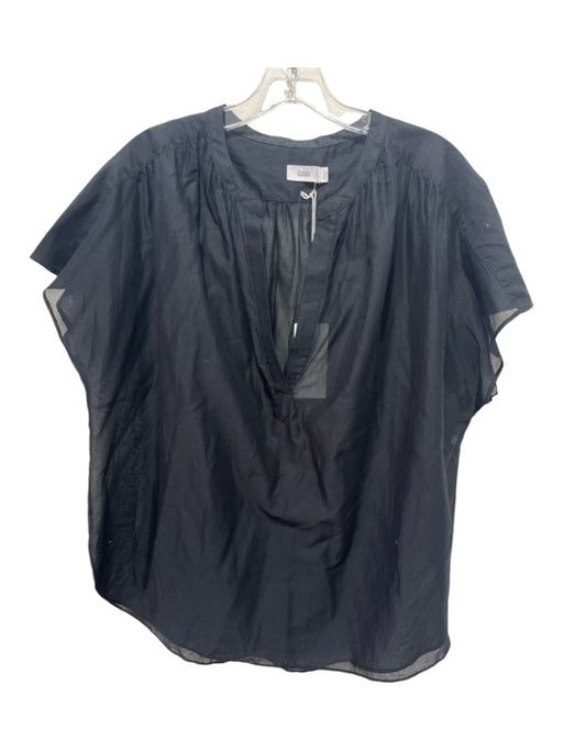 Closed Size S Black Cotton Sheer Cap Sleeve V Neck Top Black / S