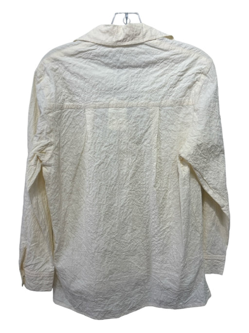 Humanoid Size XS Cream White Cotton Crinkle Long Sleeve 1/2 Button Top Cream White / XS